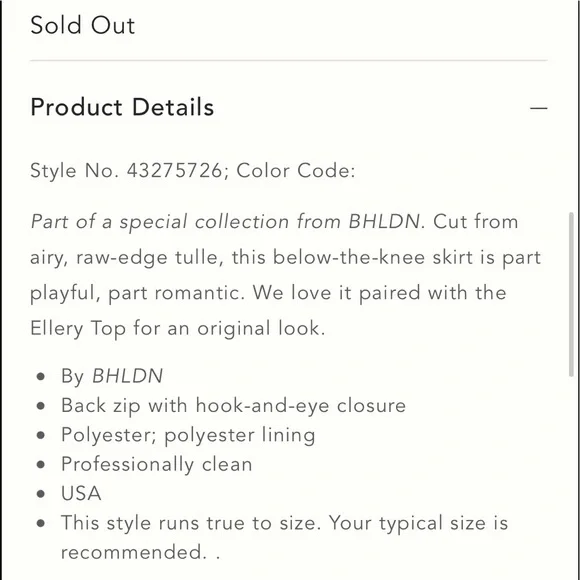 NWT BHLDN Leena Tulle Midi Skirt Ivory Sizes 0, 2, 4, - Picture 6 of 17